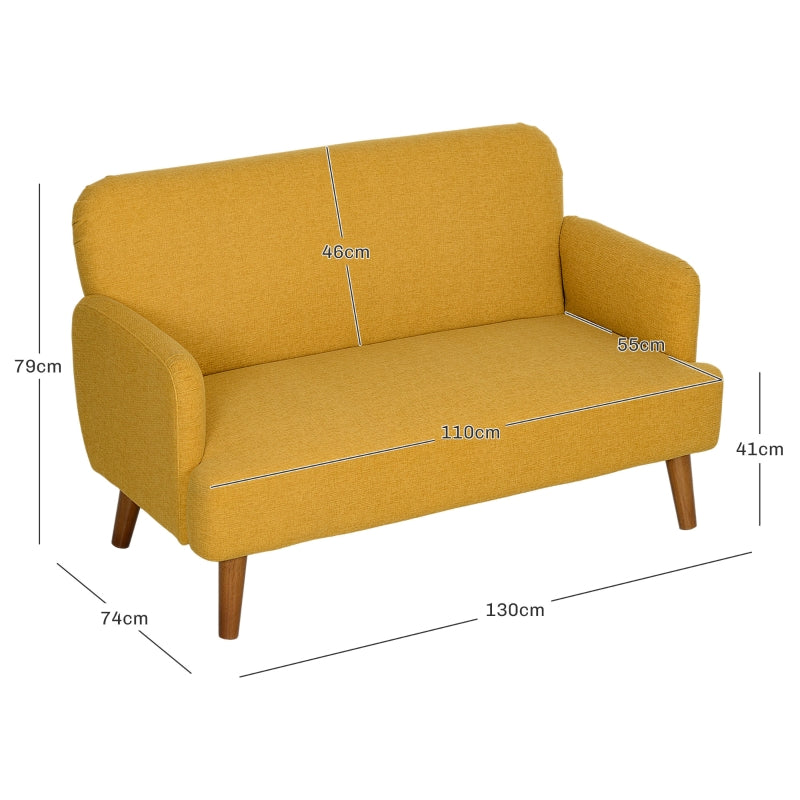 Velvet Feel 2 Seater Sofa with Thick Padding, Yellow