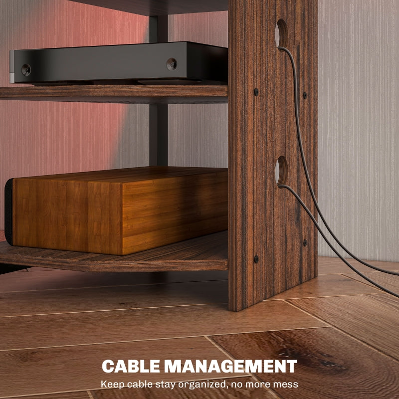 4-Tier Corner TV Stand with Storage, LED Lights, Cable Management, Small TV Unit Entertainment Centre for TVs up to 29"