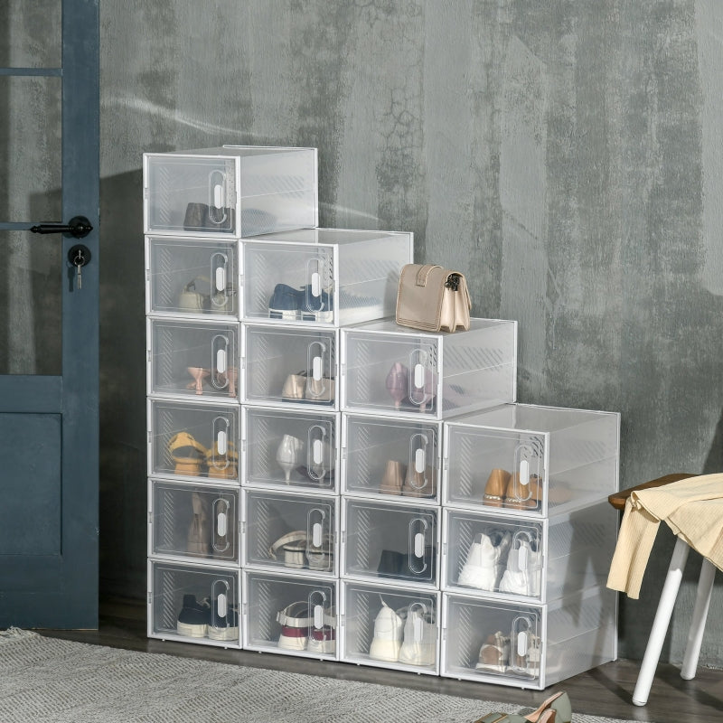 Modulare Schuhaufbewahrungsboxen, 18er-Pack, transparente Türen