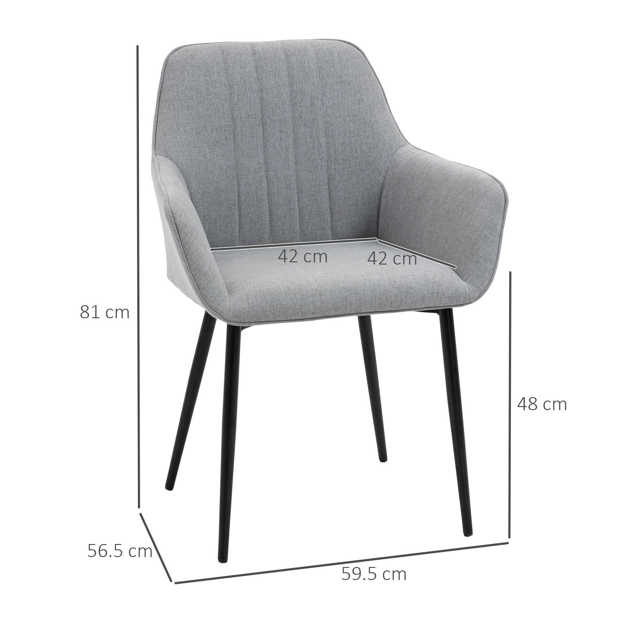 Dining Chairs, Upholstered Accent with Metal Legs, Set of 2, Light Grey Linen Fabric