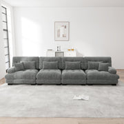 Modular Corner Sofa, 4-Seater Deep Seat Sleeper, Chenille Grey