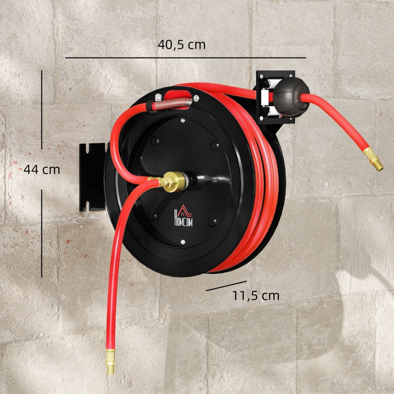Wall-mounted Hose Reel Automatic Retraction 15+1m Hose 20 Bar - Metal
