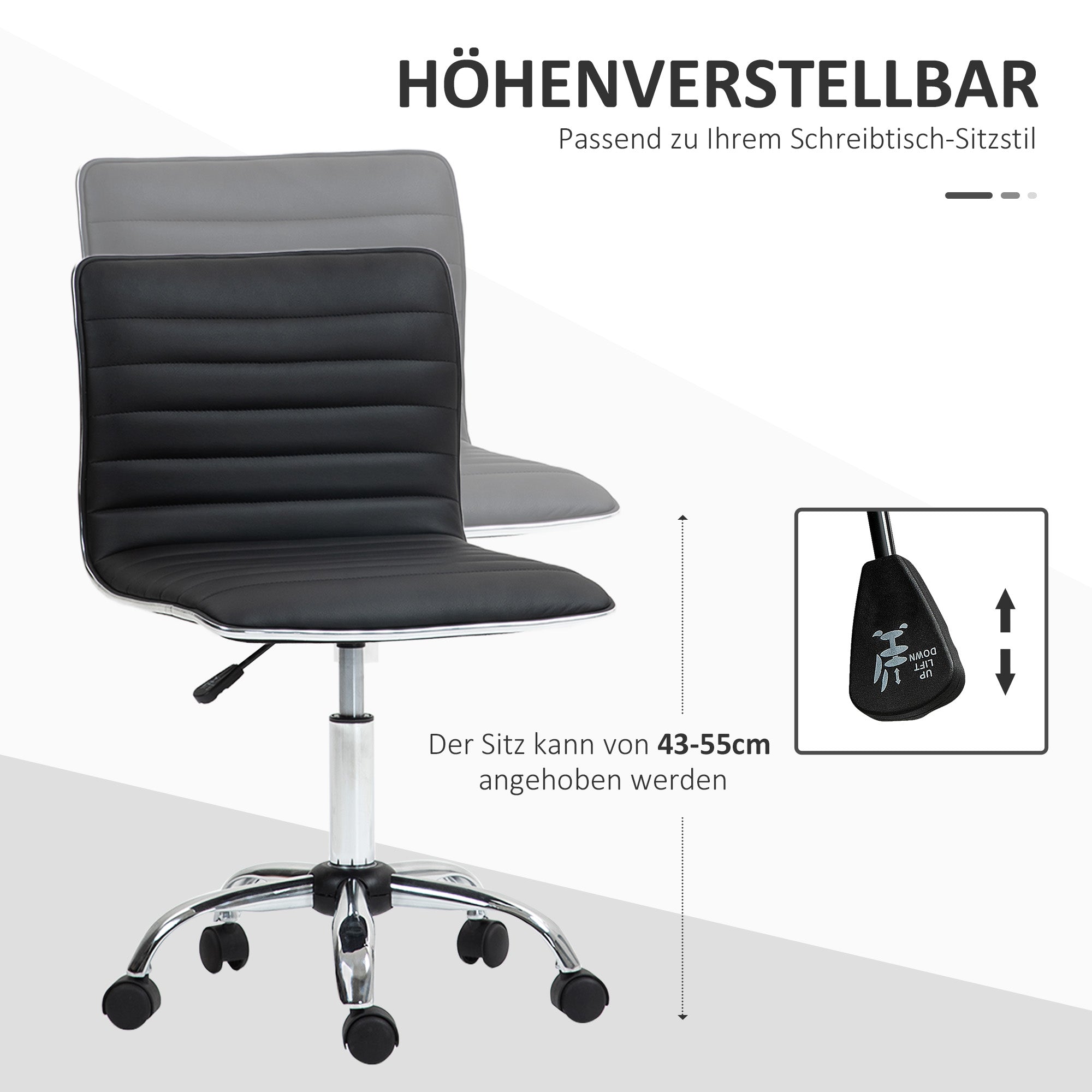 Bürostuhl, höhenverstellbar, drehbar, 120 kg, Schwarz