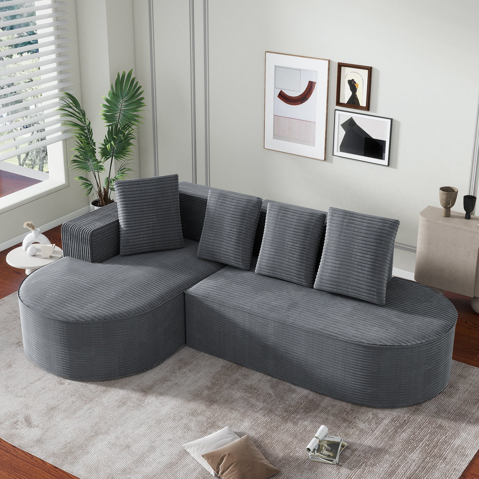 Sofa Modular L-Shaped Deep Seat - Compressed