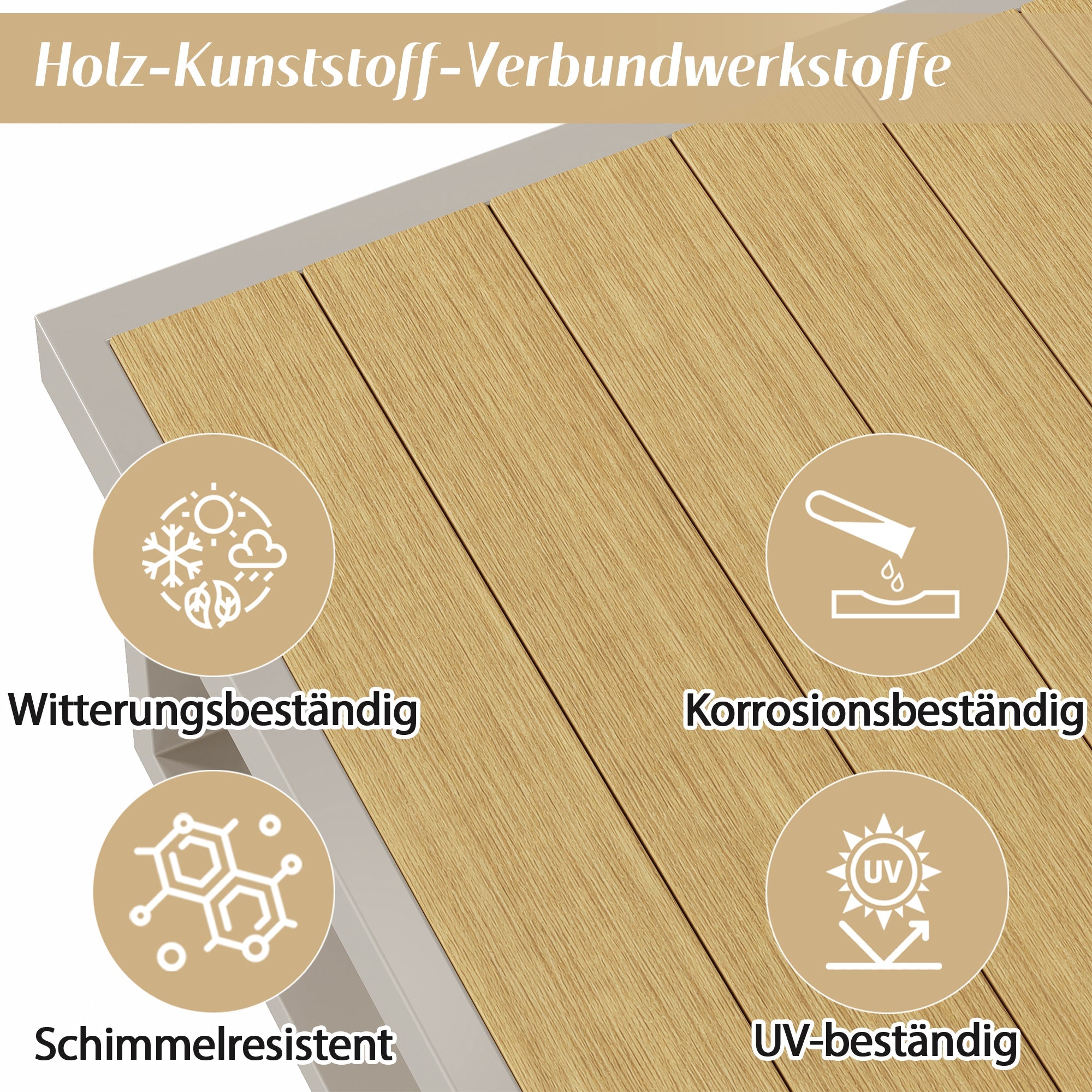 Corner Garden Furniture Set with Coffee Table, Seats 7, Khaki and Beige