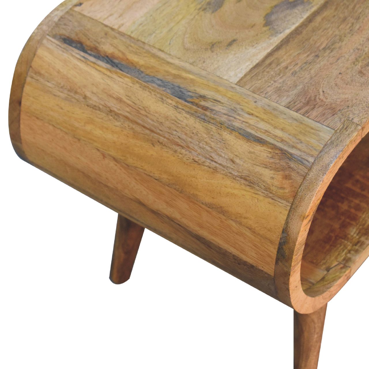 Amaya Coffee Table with Open Slot Storage, Solid Wood Brown