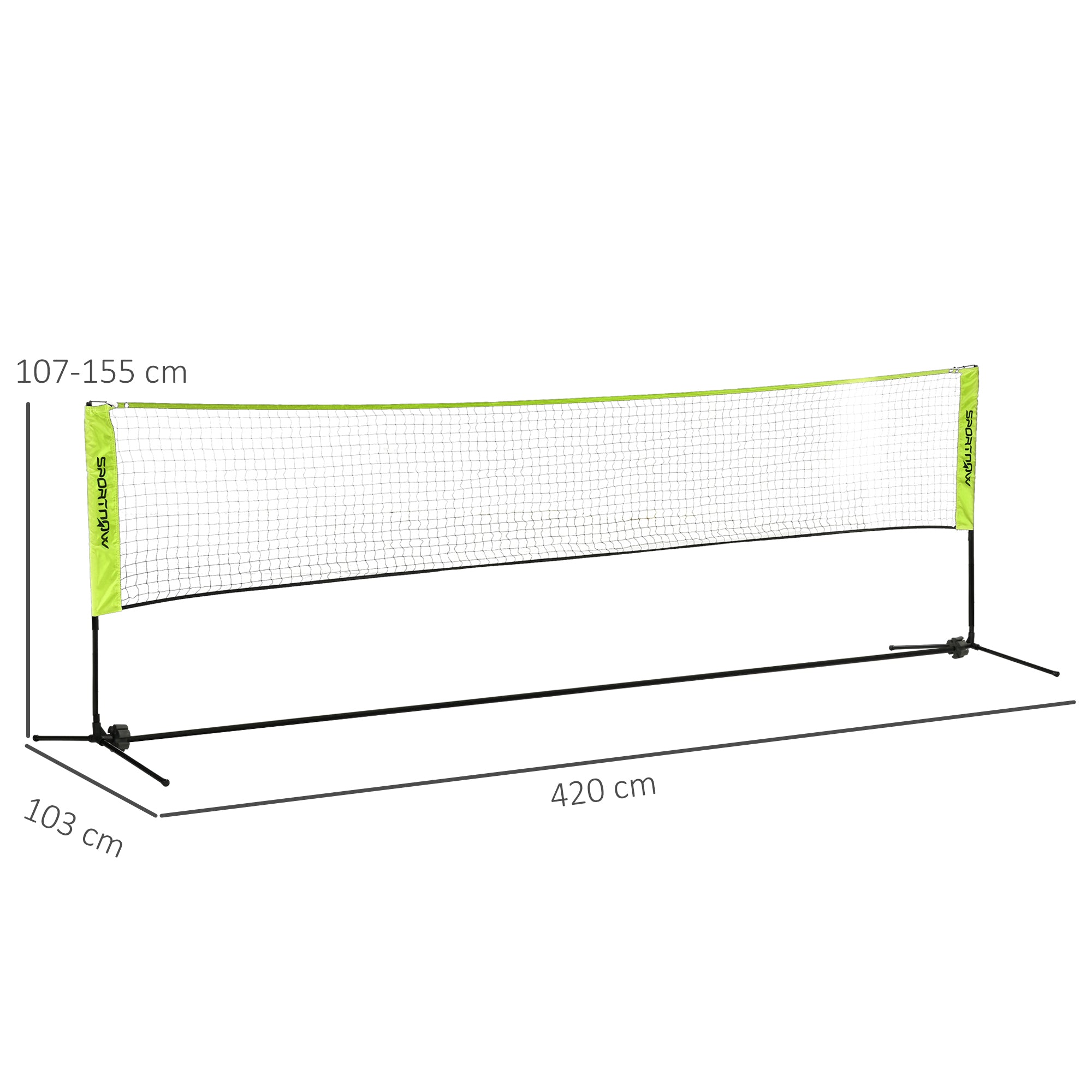 Badminton Net Set, Foldable Height Adjustable with Carrying Bag, Metal Polyester Green