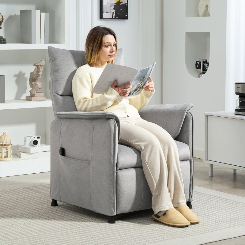 Electric Recliner Chair, Adjustable, Memory, Pet-Friendly Faux Velvet, Grey