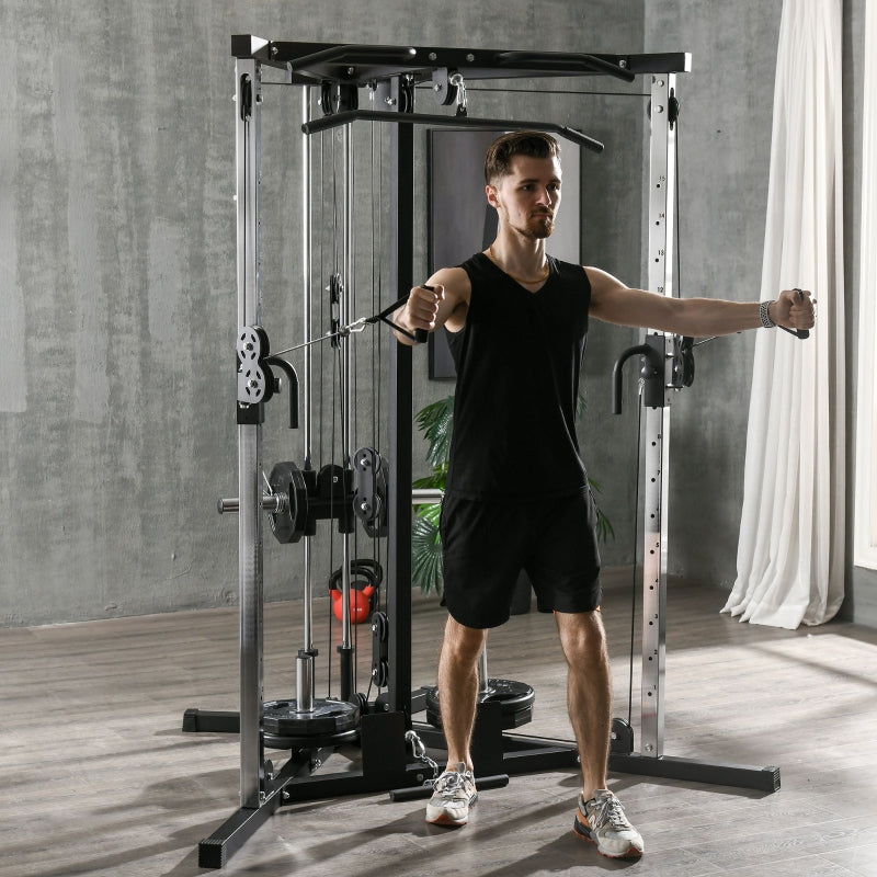 SPORTNOW Home Gym Machine, Multifunctional with Adjustable Pulleys and Pull Up Bar, Full Body Fitness