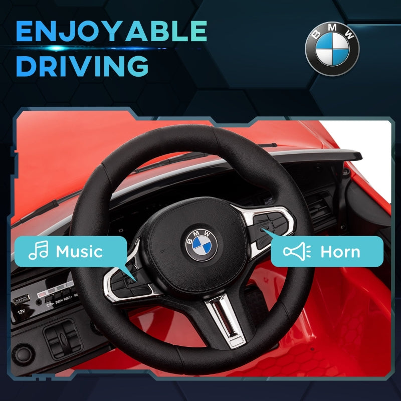12V BMW Licensed Kids Car with Remote Control, Suspension, LED Lights, Red