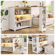 Extendable Bar Table, Movable Telescopic with LED, White