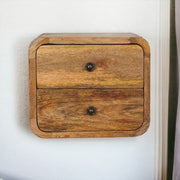 Floating Bedside Mini Curve, 2 Drawers, Solid Oak-ish Wood