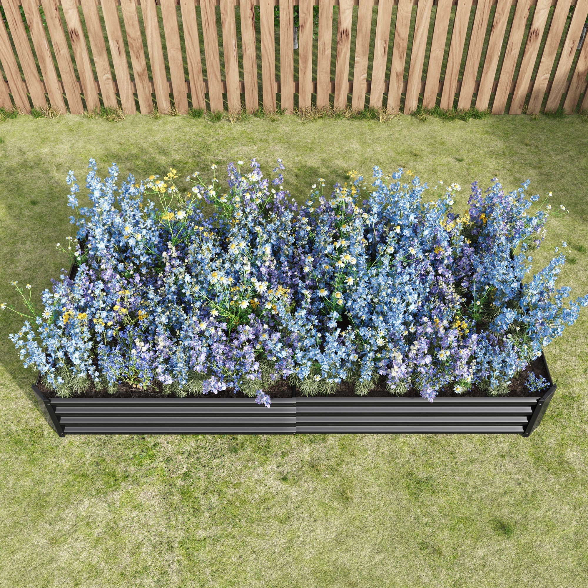 Metal Raised Garden Bed, Robust Steel Rustproof Durable Kit, Anthra