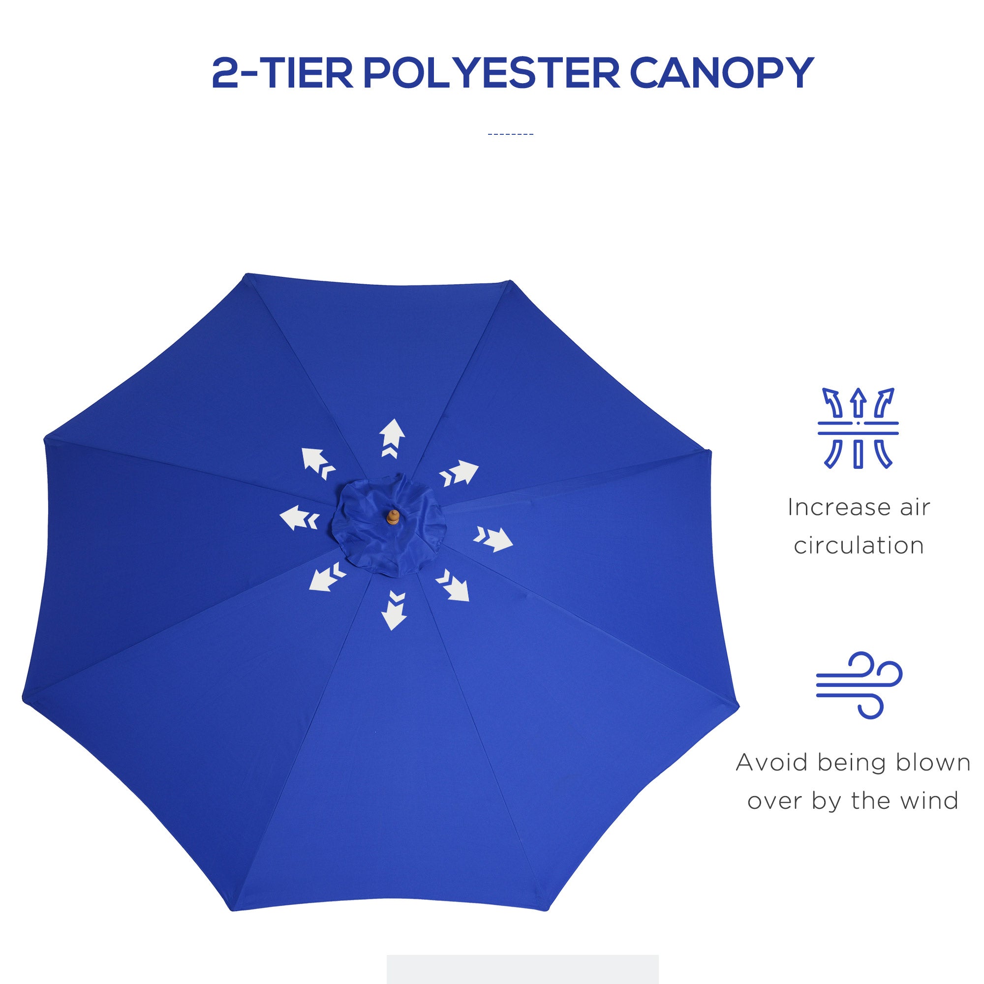 Parasol 300cm Cantilever Balcony Garden Umbrella Bamboo, Blue