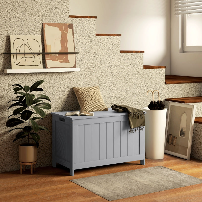 Storage Chest Modern Storage Trunk with Safety Hinges and Handles Grey