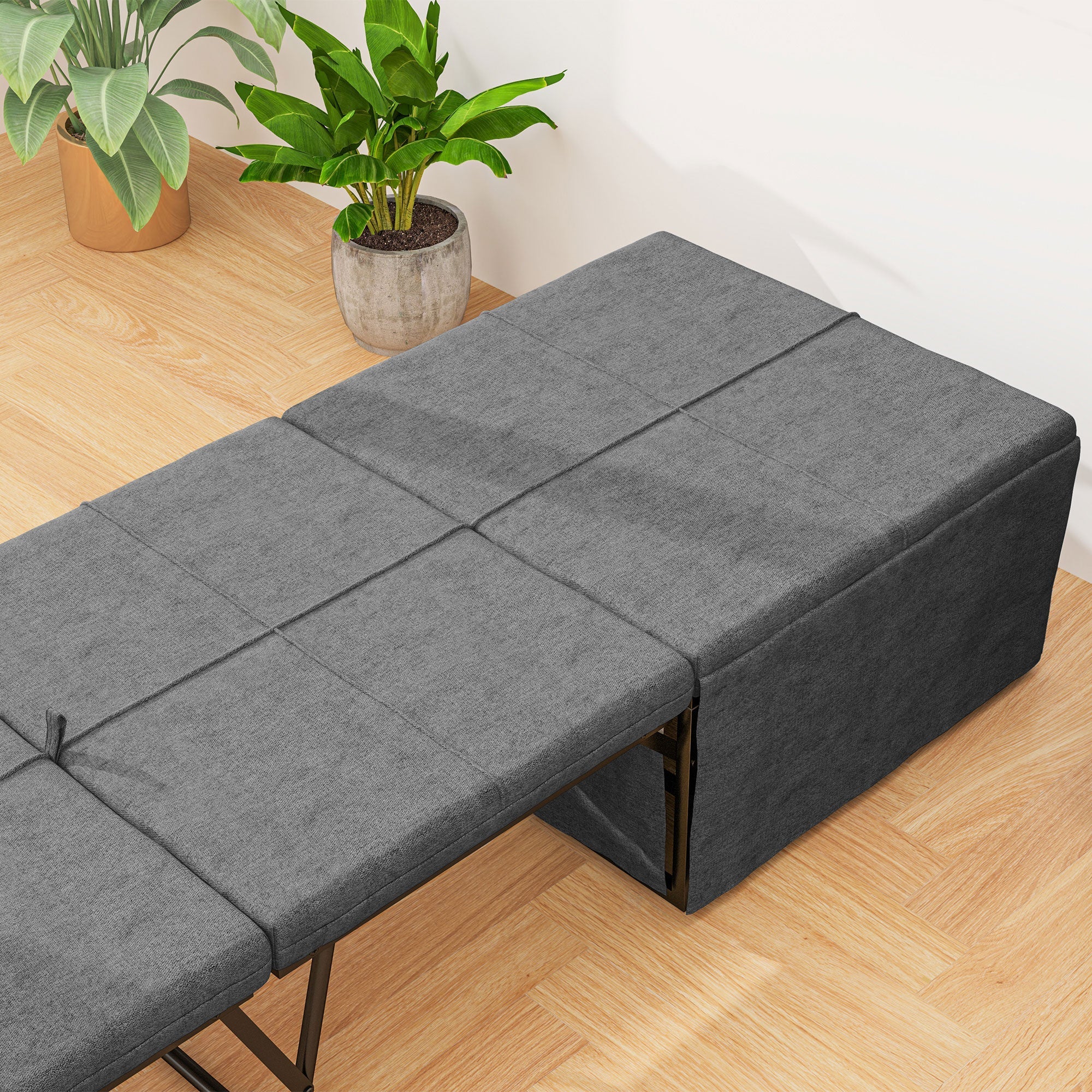 Folding Bed, 8cm Foam Mattress, 120 kg Capacity, Grey Metal