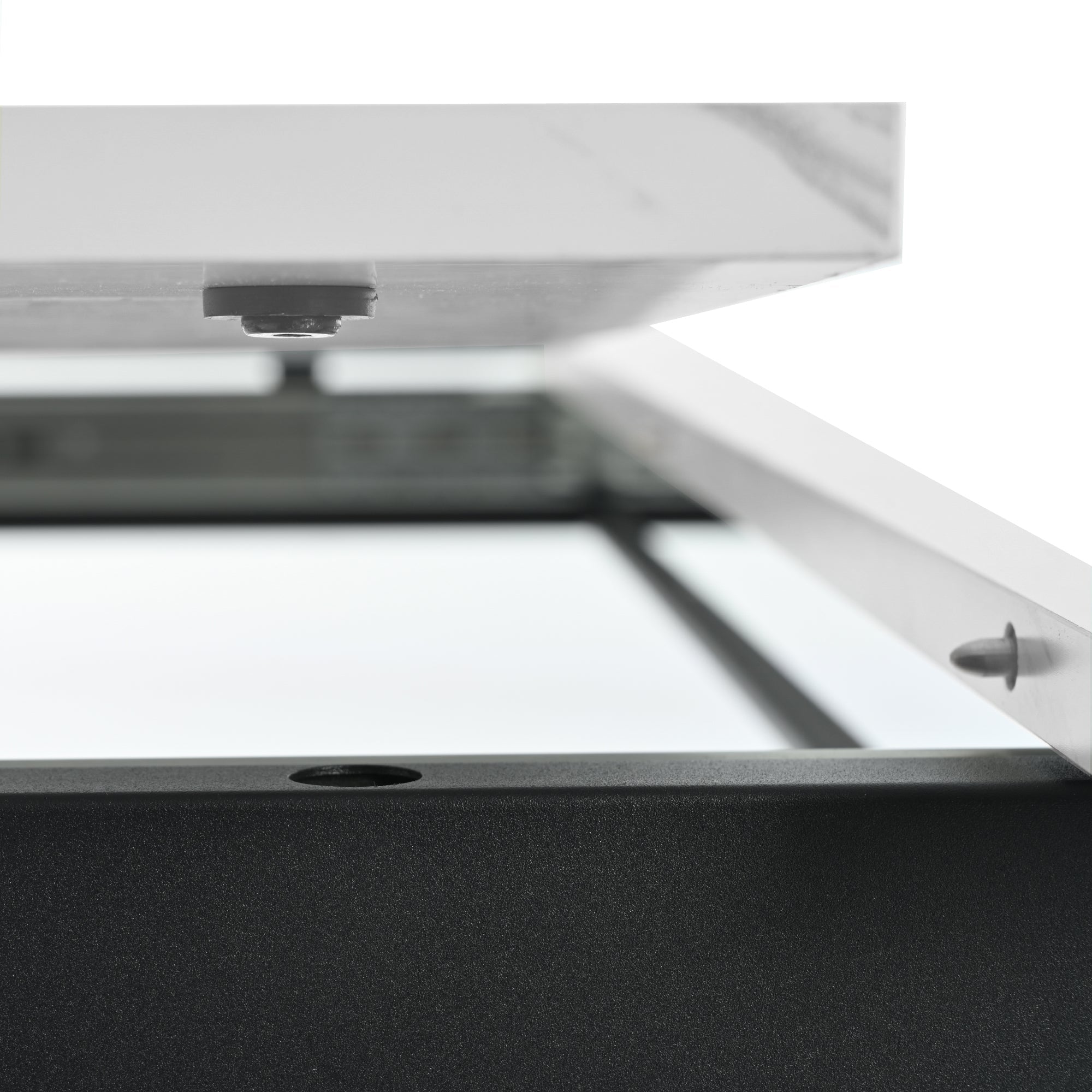 Telescopic Dining Table 140/180cm Extendable with Iron Legs, White Marble MDF