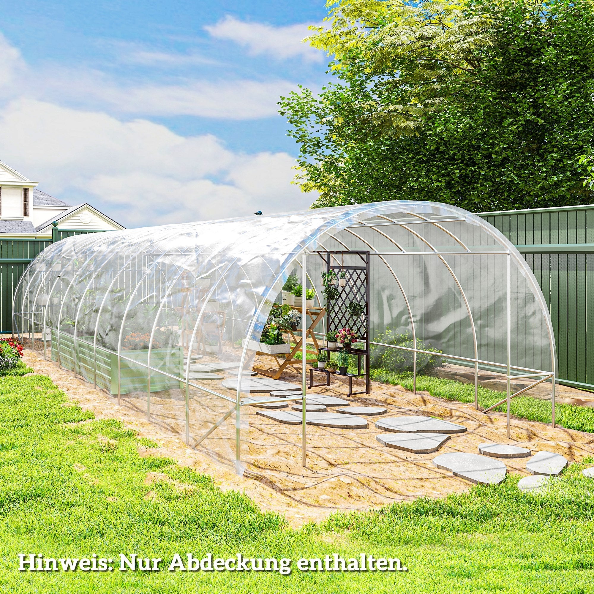 Greenhouse Film, 7x8m Waterproof UV Protection, Transparent Plastic
