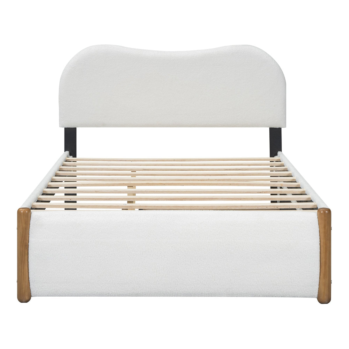 Upholstered Bed 140x200cm Pull-out Rollaway Bed - White