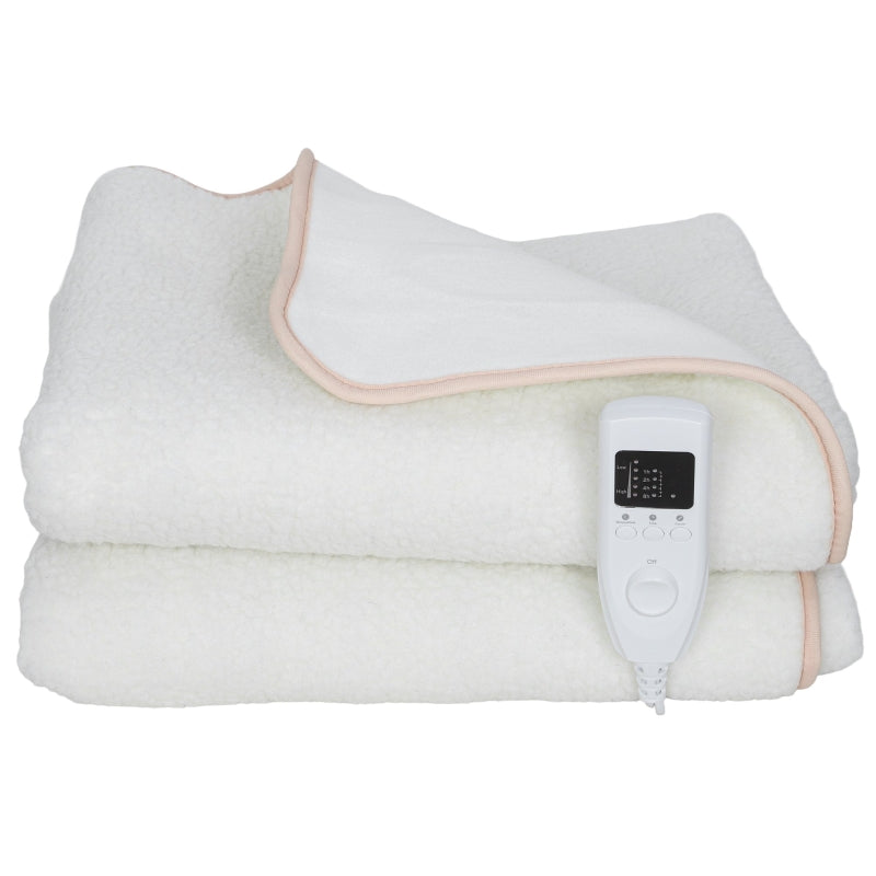 Heated Blanket 160x140cm Dual Zone 5 Settings 10H Timer Washable