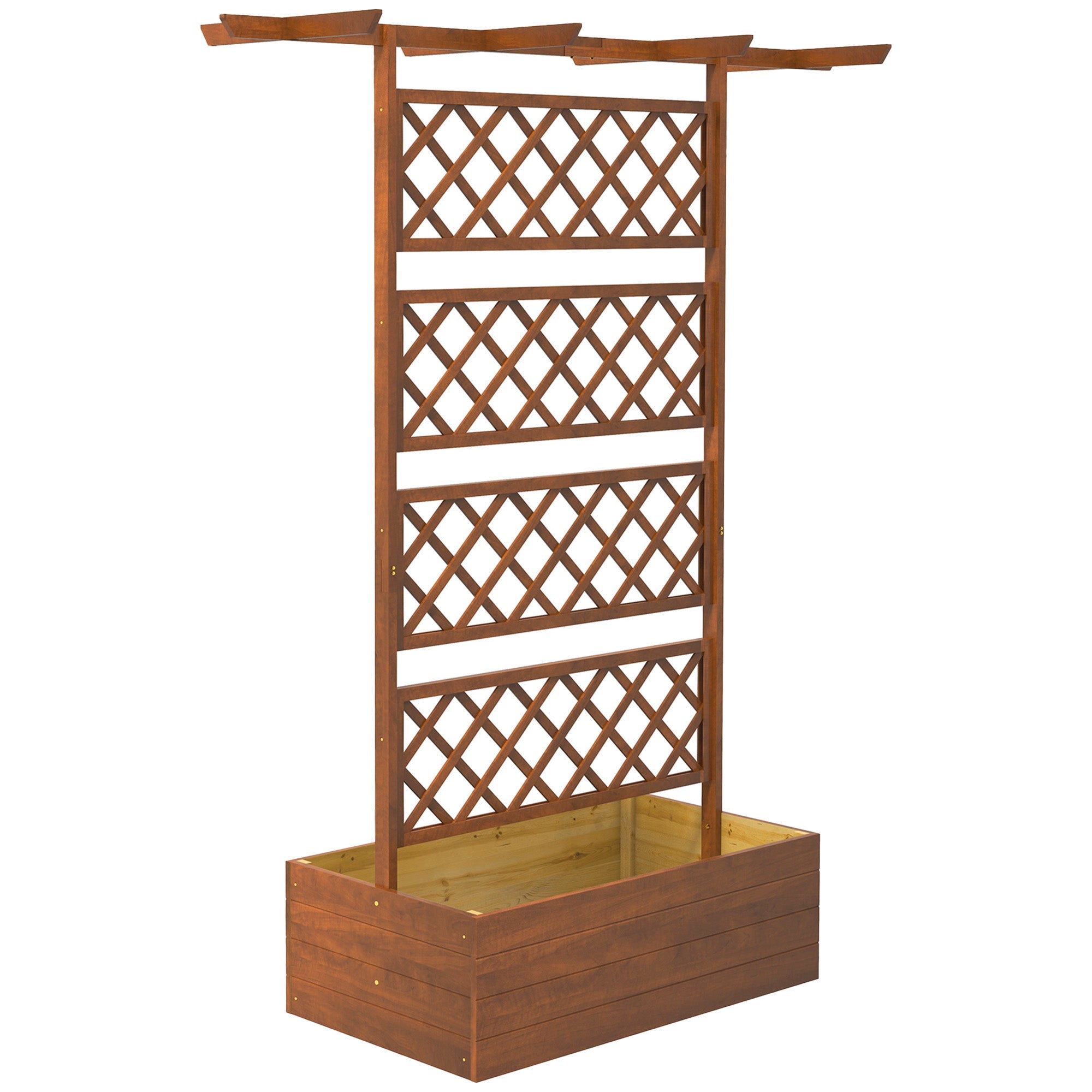 Wooden Trellis Planter Box Raised Garden Bed for Vegetables Herbs Orange