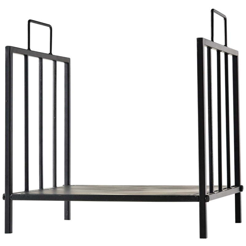 Indoor Firewood Rack with Handles 44.5x33x46.5cm - Black Metal