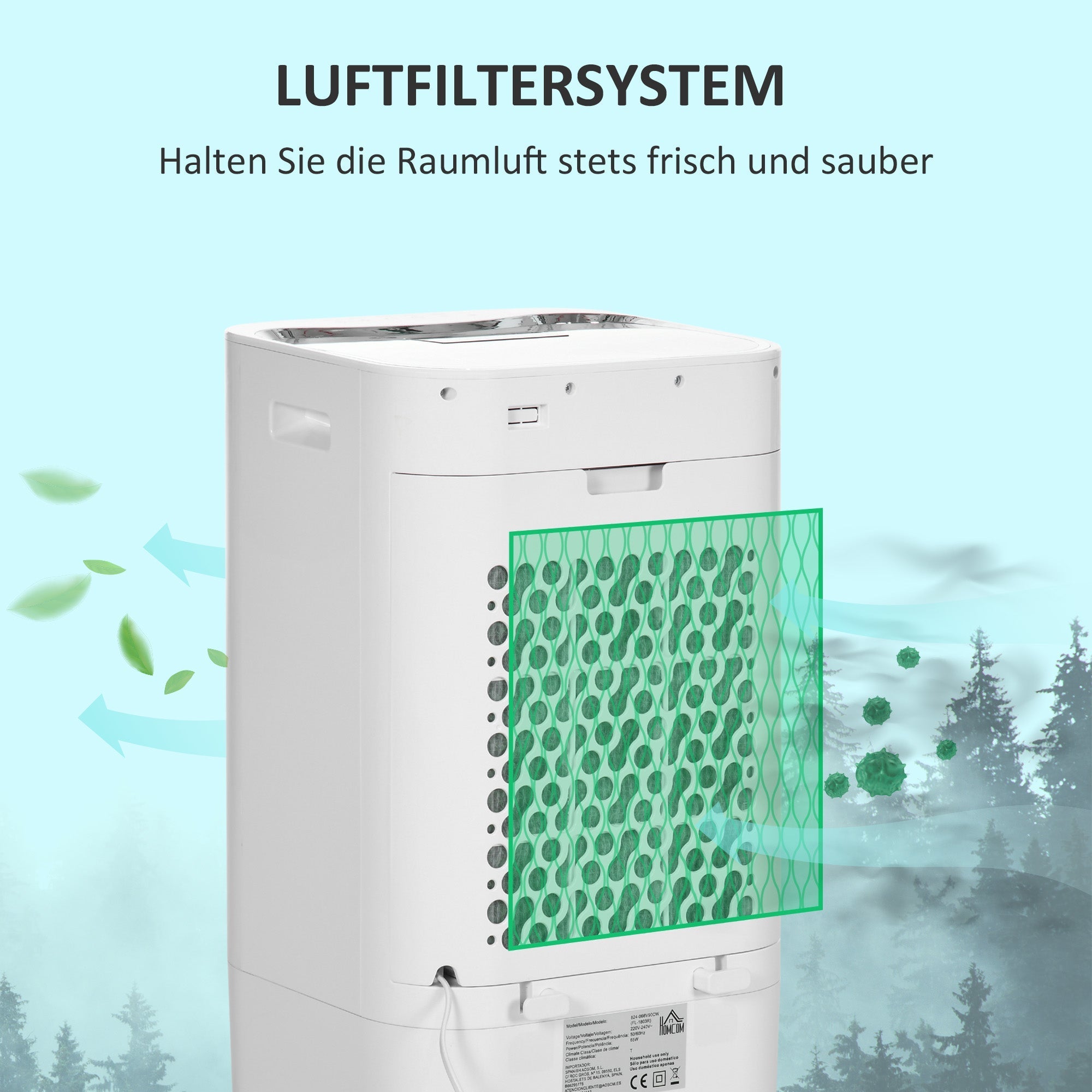 3-in-1 Portable Air Conditioner, 15L Water Cooling 65W, for 20m² Rooms, White