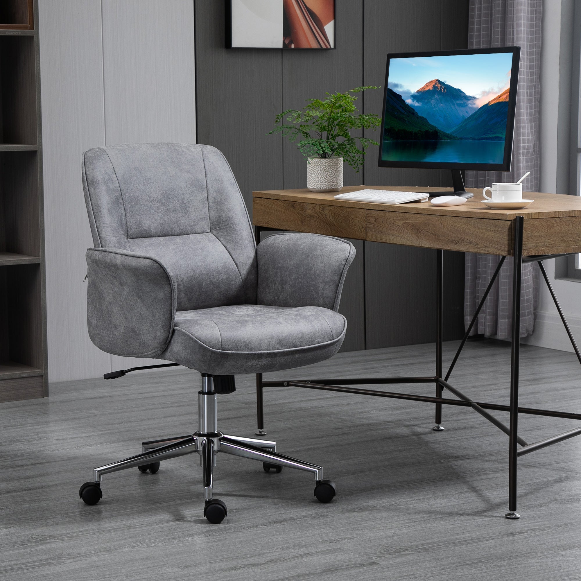 Vinsetto Office Chair XXL Ergonomic Upholstered, Height Adjustable, Rocking Function, Light Grey