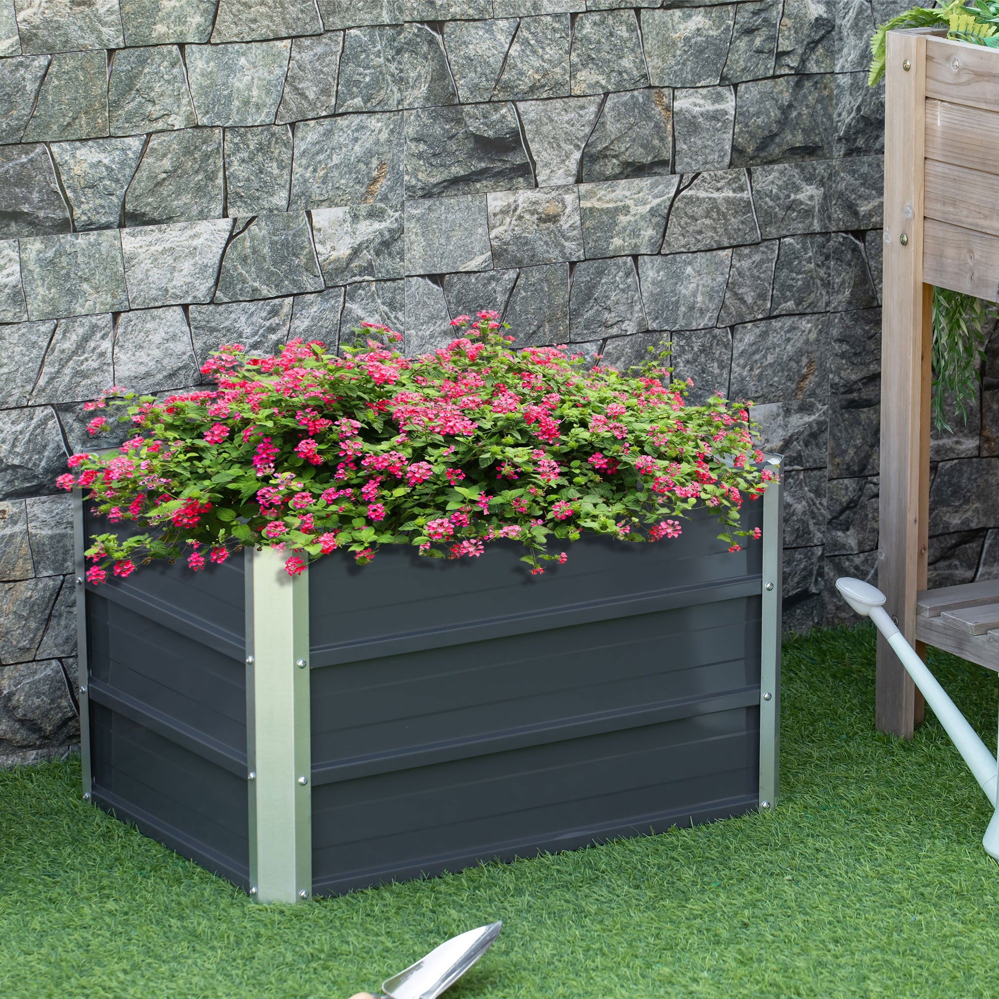 Raised Garden Bed Planter Box 66x47x40cm Robust Steel Dark Grey