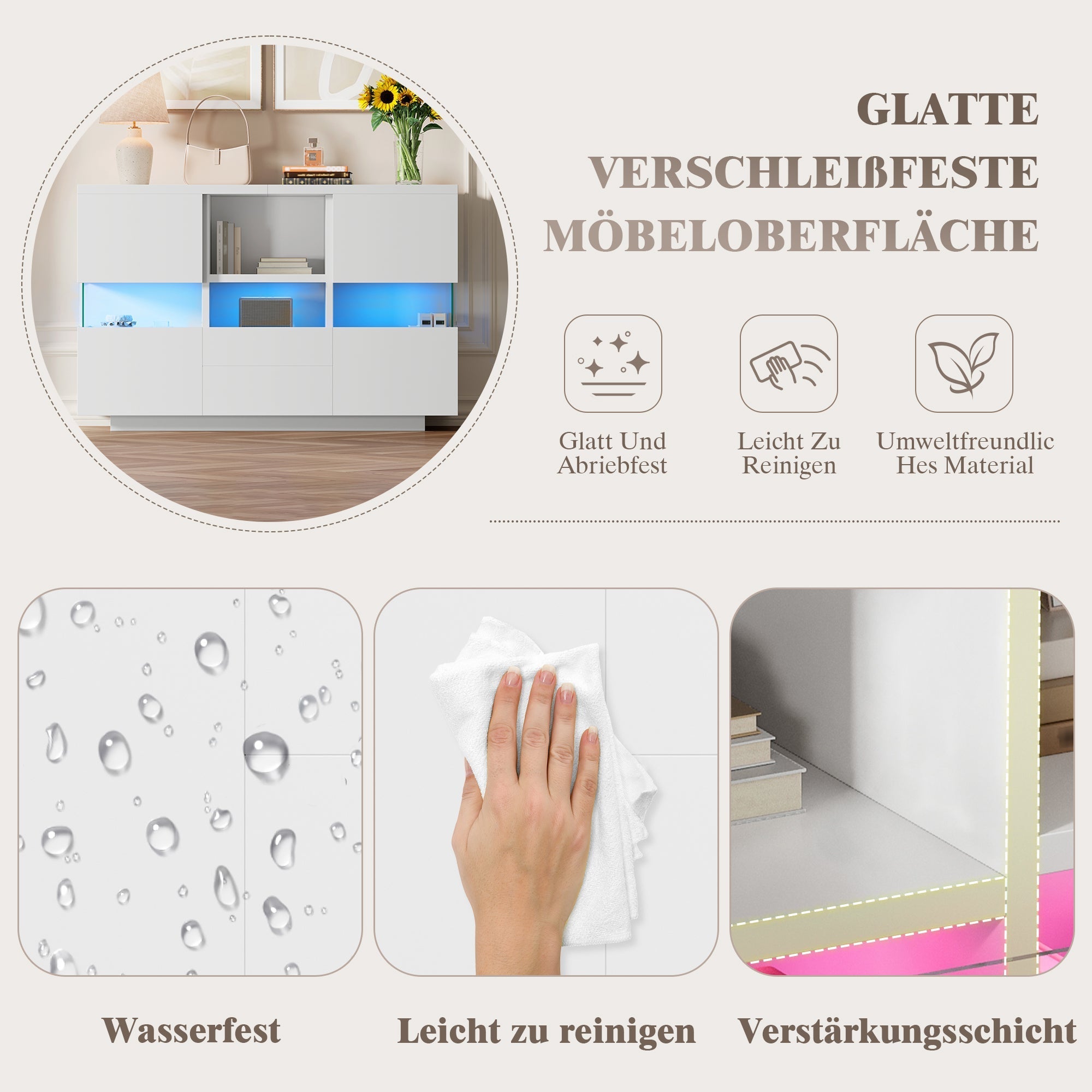 Minimalist Living Room Cabinet Double Level Floating Floor Storage White