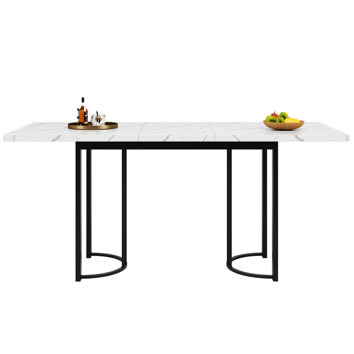 Dining Set Extendable 5-Piece Rectangular Table 4 Chairs - Black Velvet