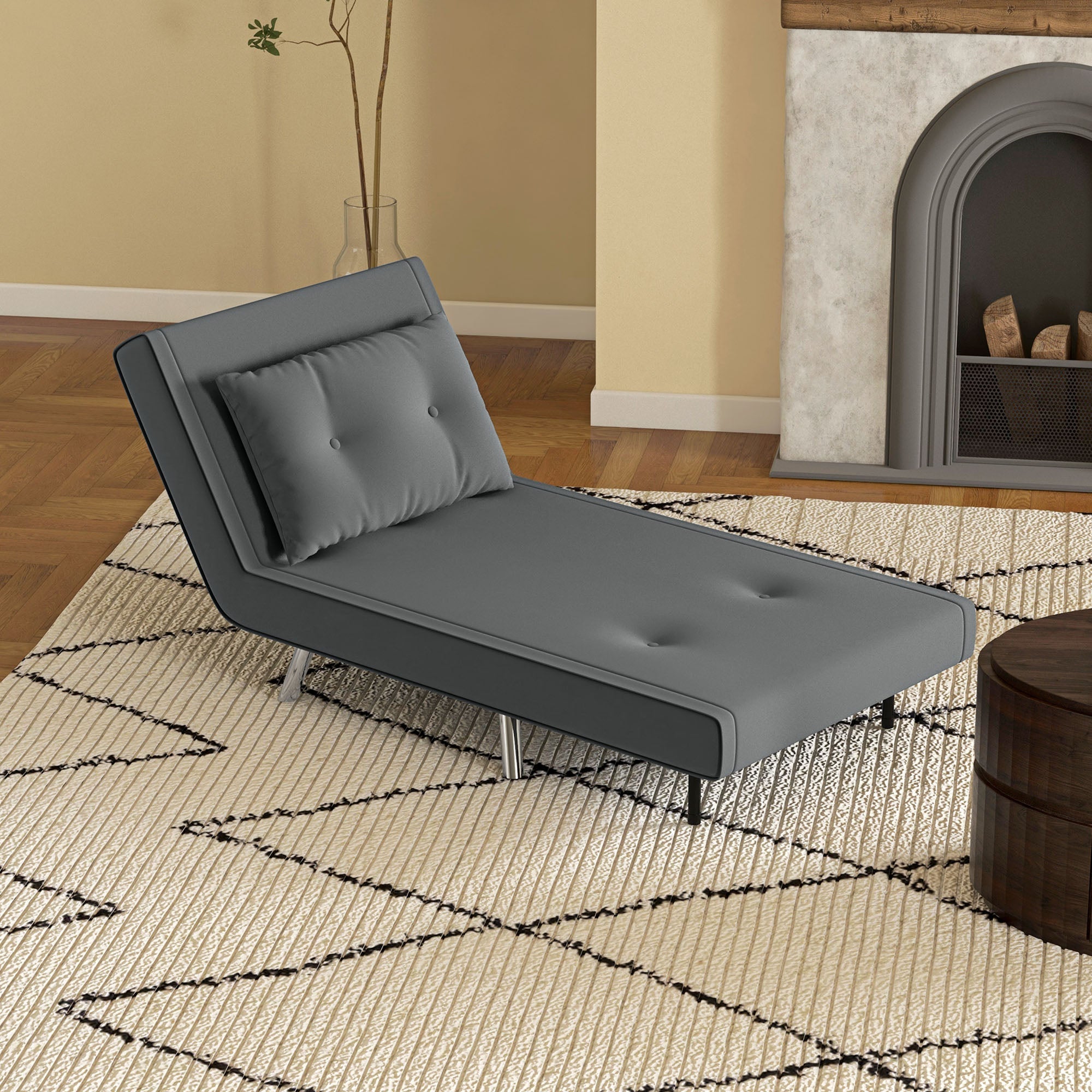 Sleeper Chair, Folding Bed Single Sofa with Cushions, Dark Grey Fabric