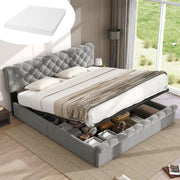 Upholstered Bed with Adjustable Headboard and Slatted Base, 160x200cm, Grey Velvet