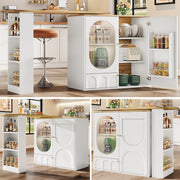 360° Rotating Bar Table with Storage, White