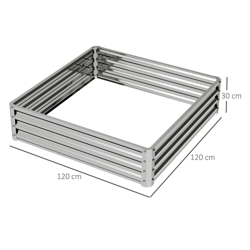 Raised Bed Planter, Garden Vegetable Herb Flower Box, Steel Silver