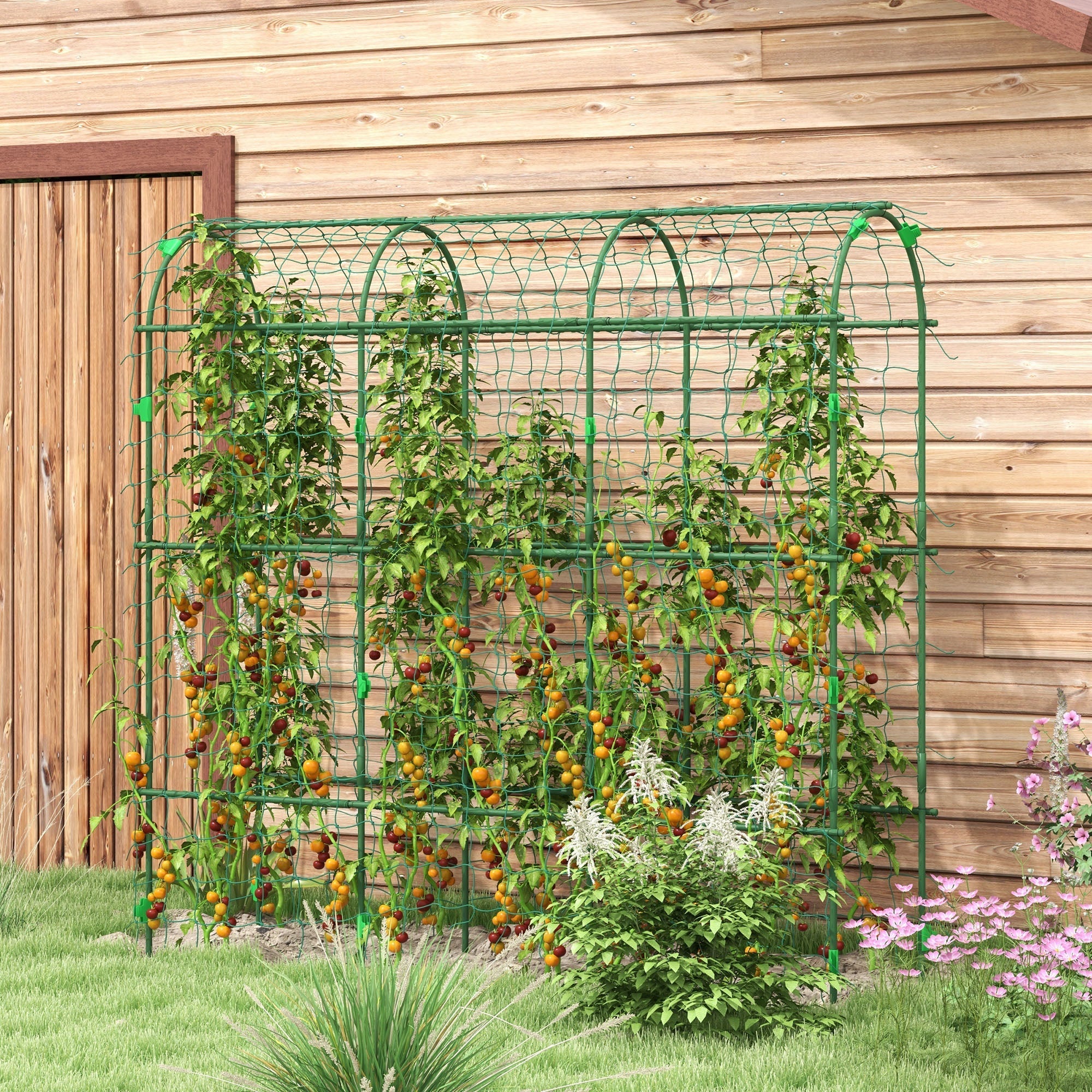 Trellis Adjustable Climbing Aid, Steel Plant Frame with Net, Green