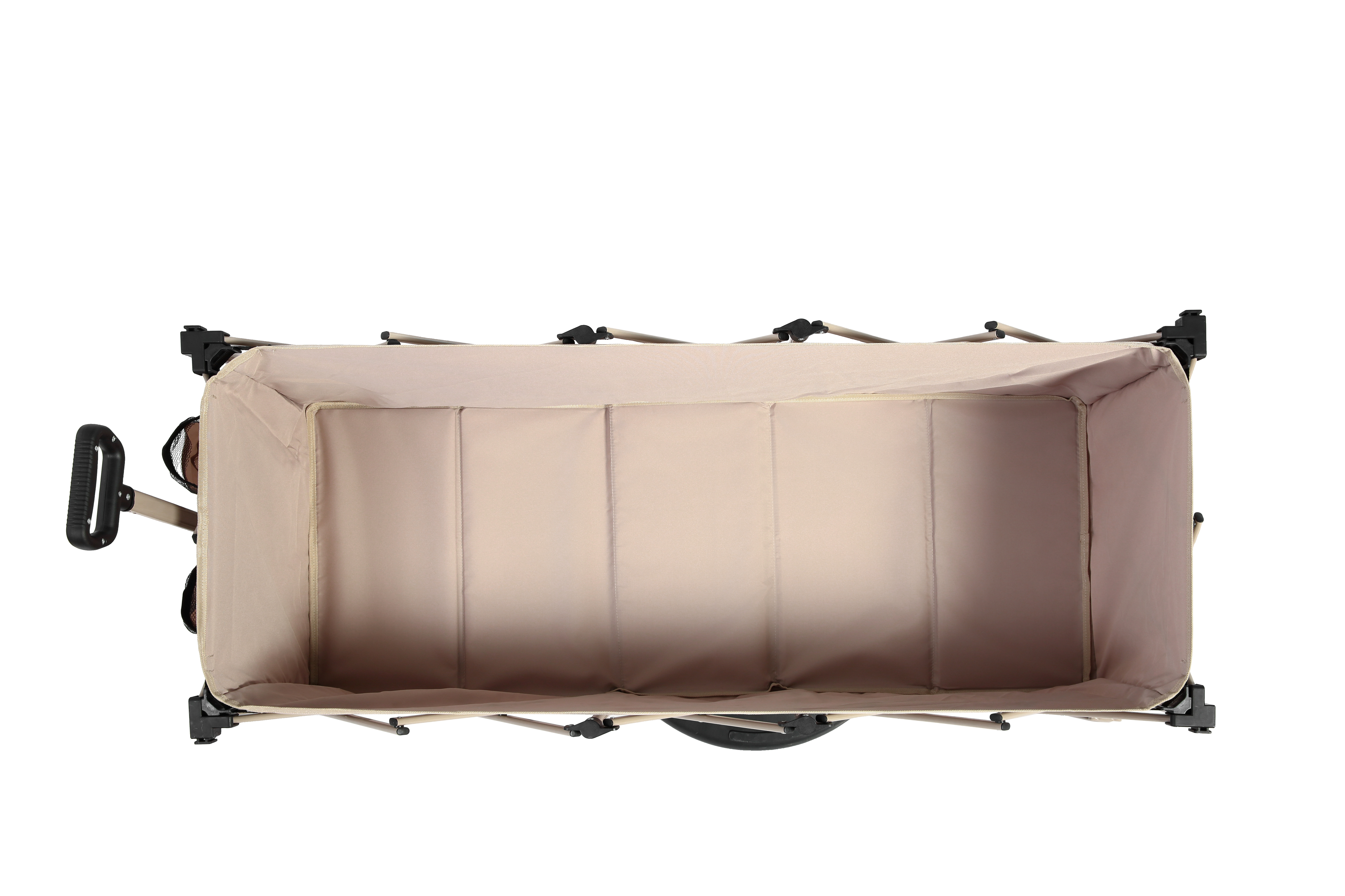 Foldable Extended Wagon, 220lbs Capacity, 300L Utility Cart, All-Terrain Wheels, Drink Holders, Beige
