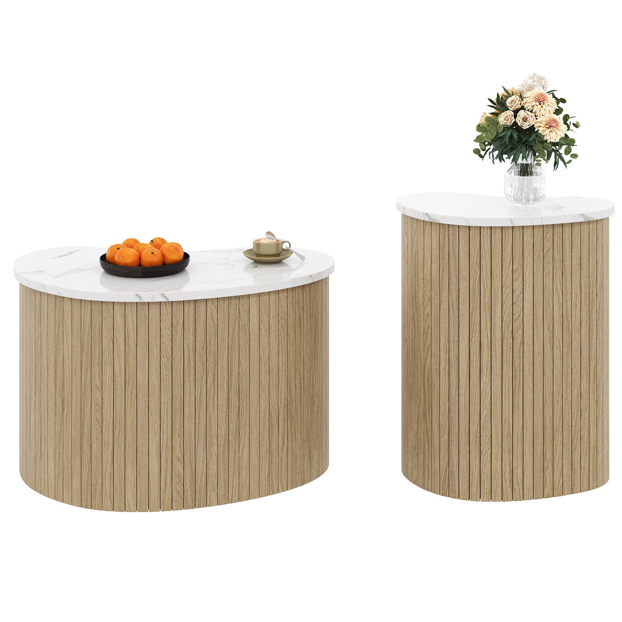 Minimalist Coffee Table Multifunctional Scandinavian - Marble/Wood Grain