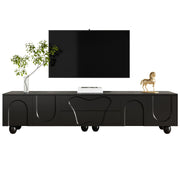 TV Cabinet, 180cm Minimalist Elegant Storage, Black Wooden