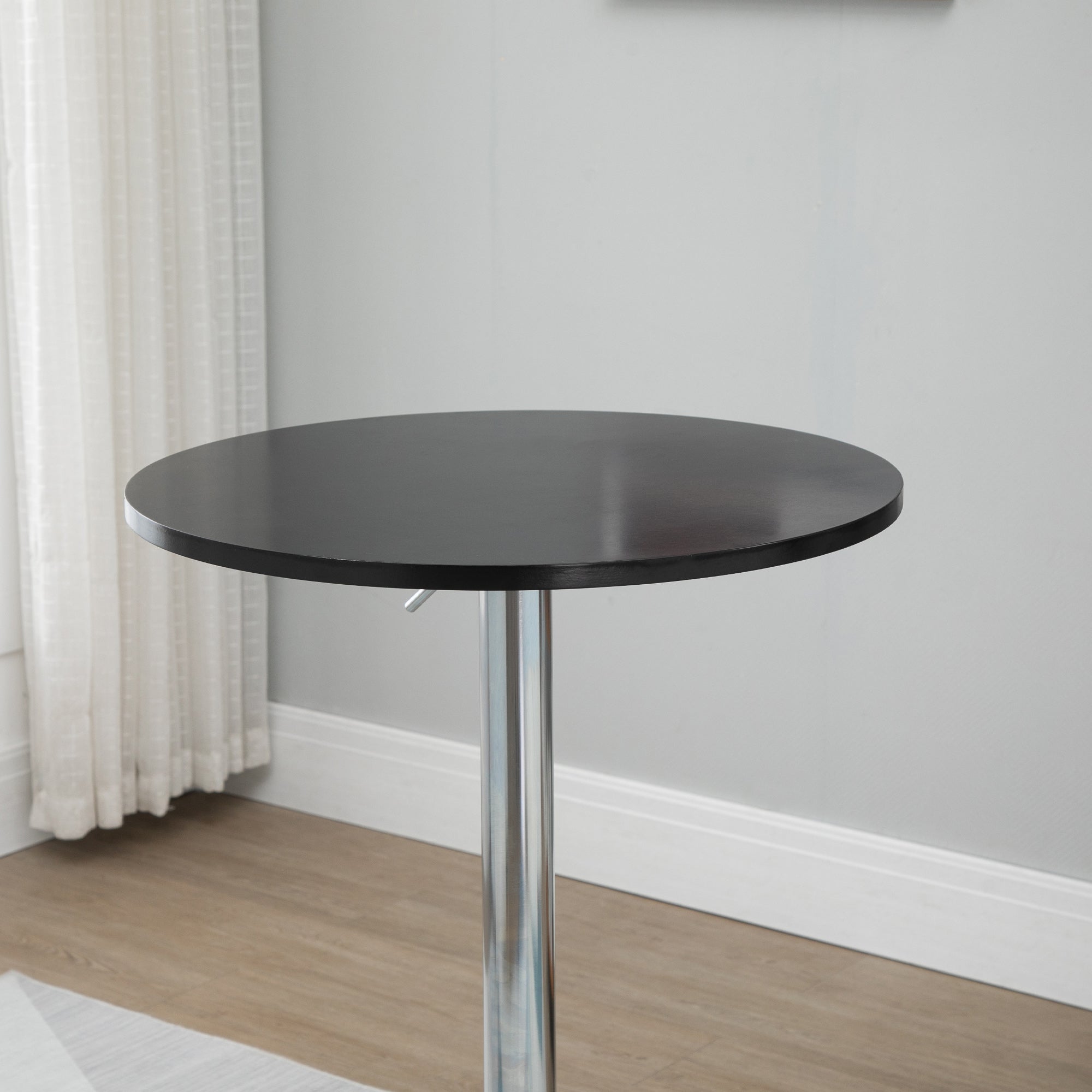 Round Bar Table Height Adjustable Swivel Steel Black
