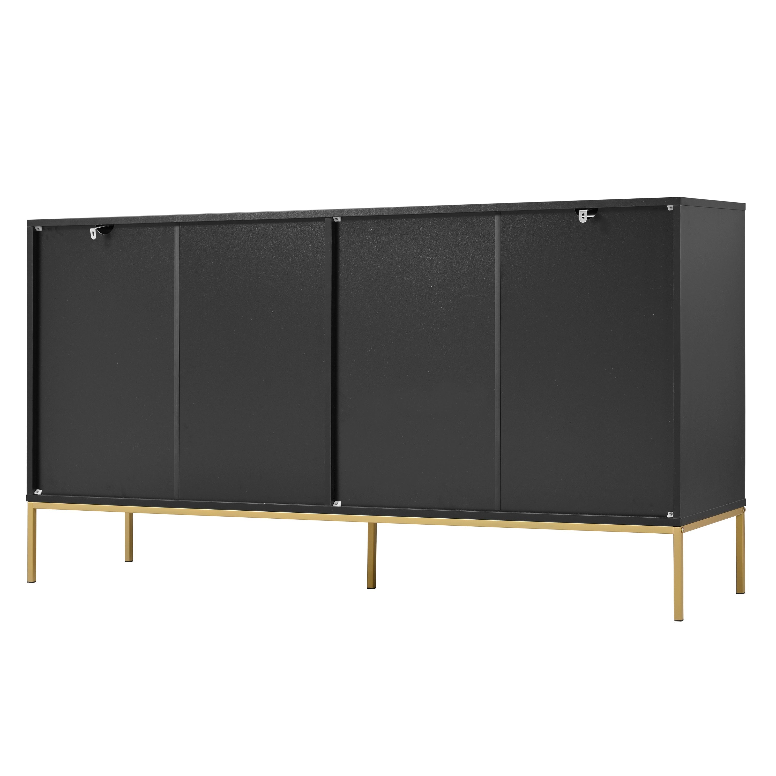 Sideboard four doors metal feet TV cabinet wardrobe linear design black and gold