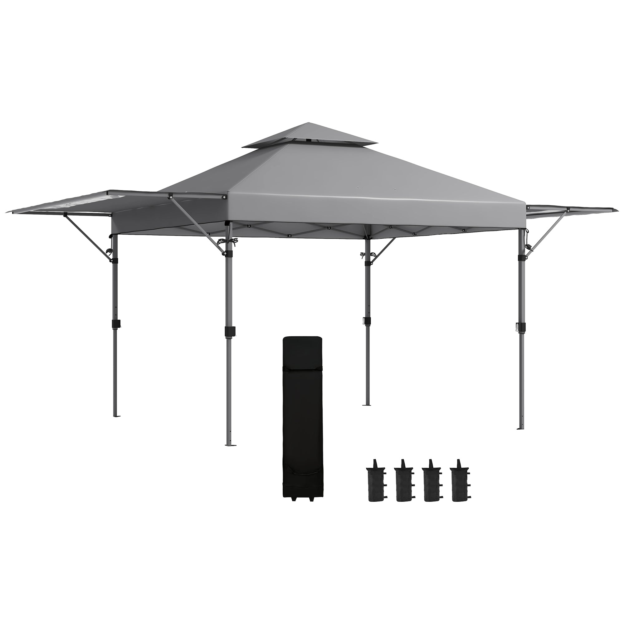 3 x 3 m Pop-Up-Pavillon, höhenverstellbar mit Zubehör – Grau