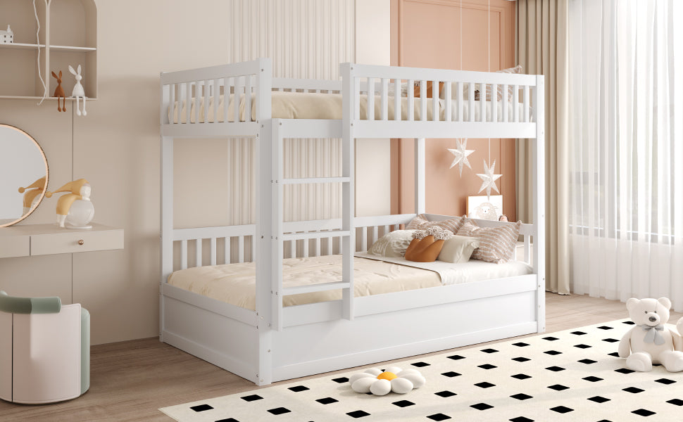 Children's Bunk Bed 90x200cm Hydraulic Storage System, Solid Wood White