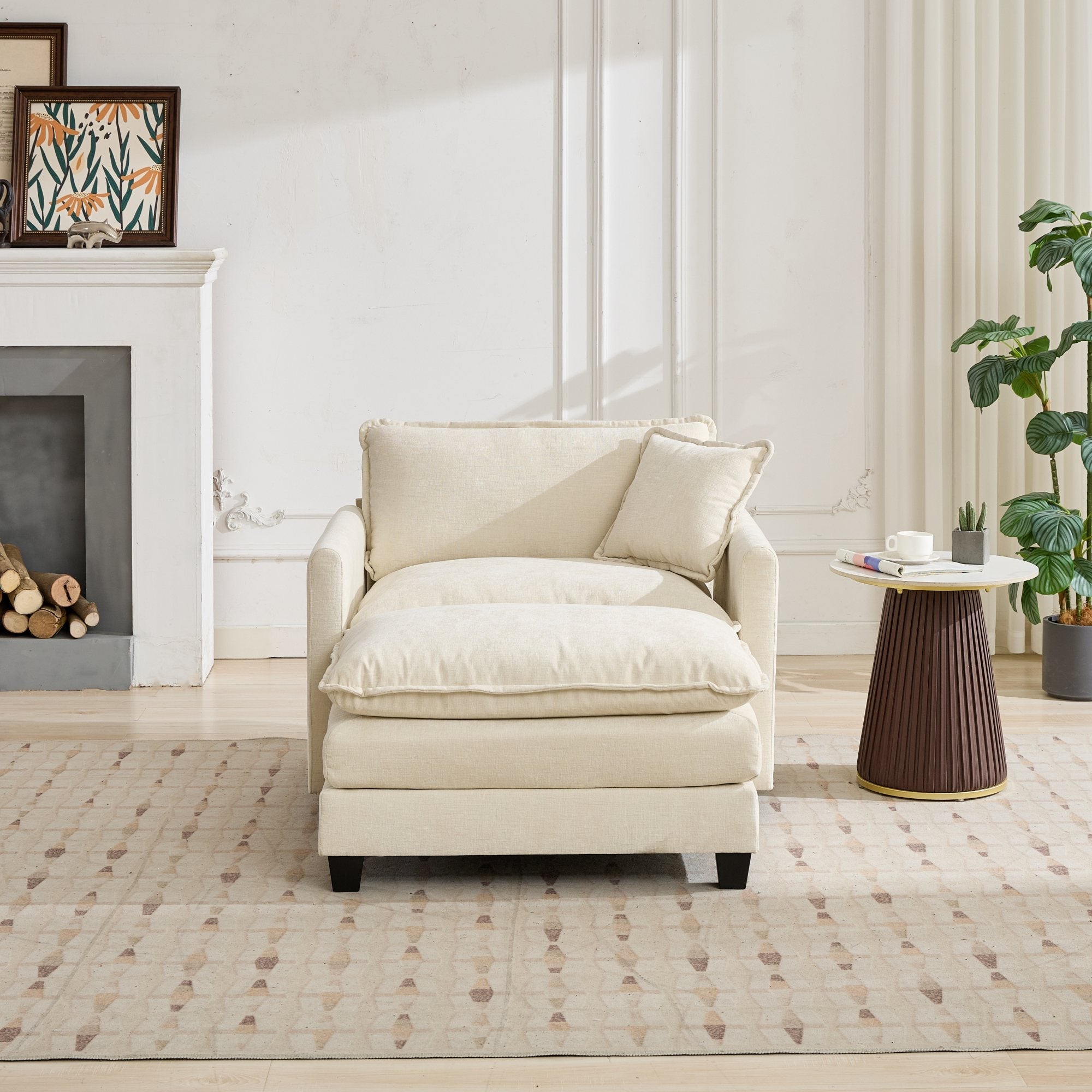 Cloud Sofa Single Seat Modern Sectional Upholstered Cushion - Chenille Beige