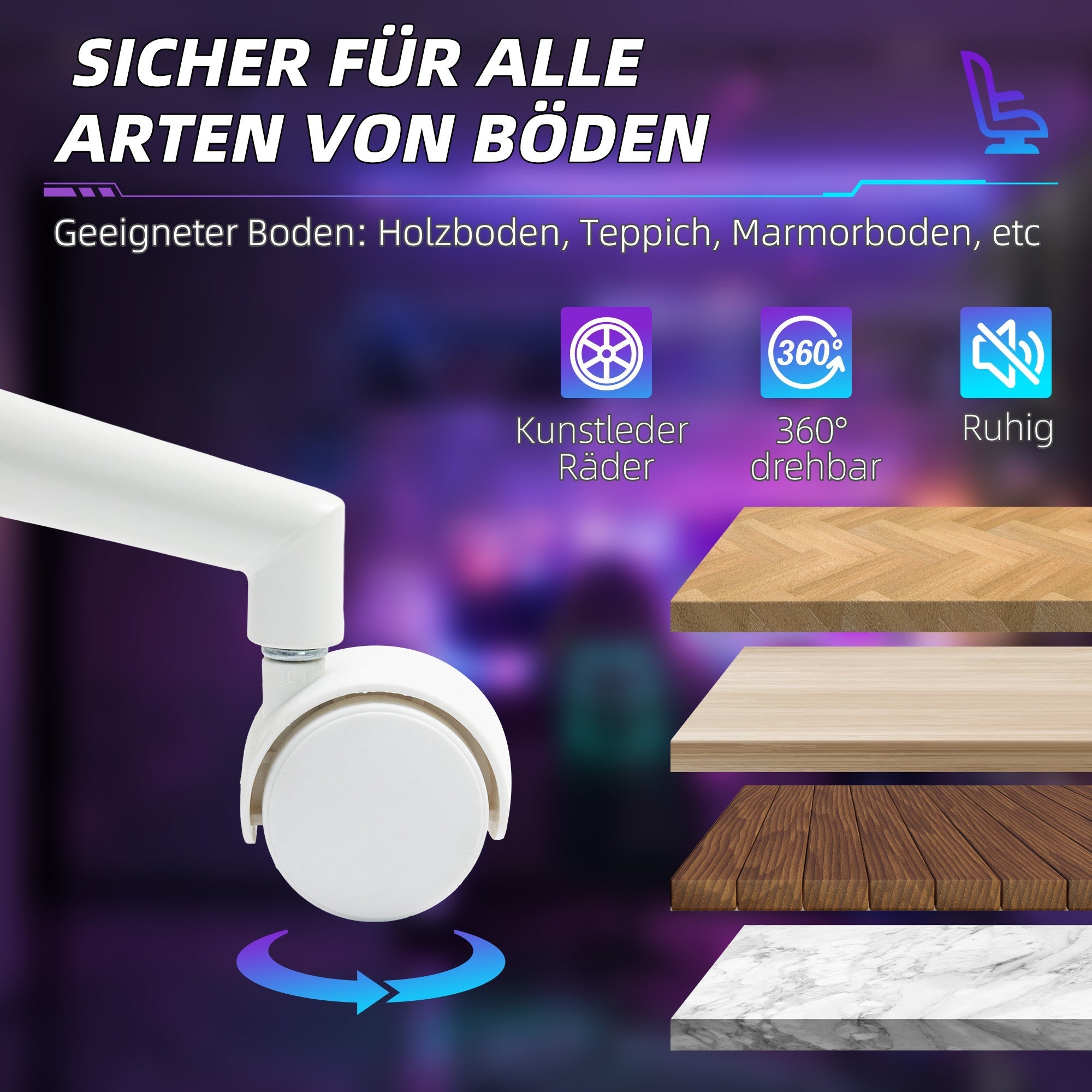 Gaming-Stuhl mit Liegefunktion, ergonomisch, Kunstleder Blau