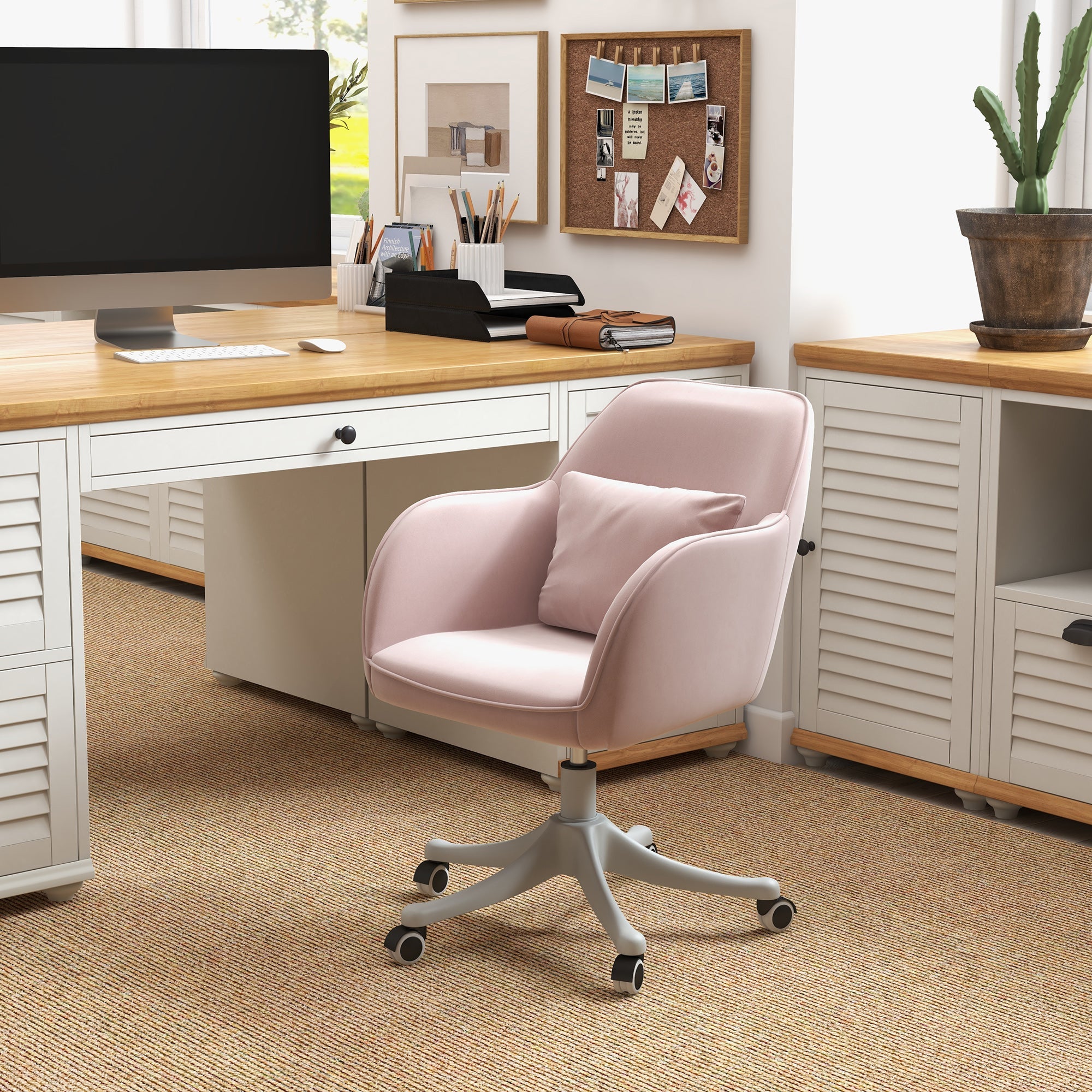 Vinsetto Massage Office Chair, Swivel, Adjustable Armrests, Fabric