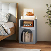 Bedside Table, 2 Open Compartments - Grey