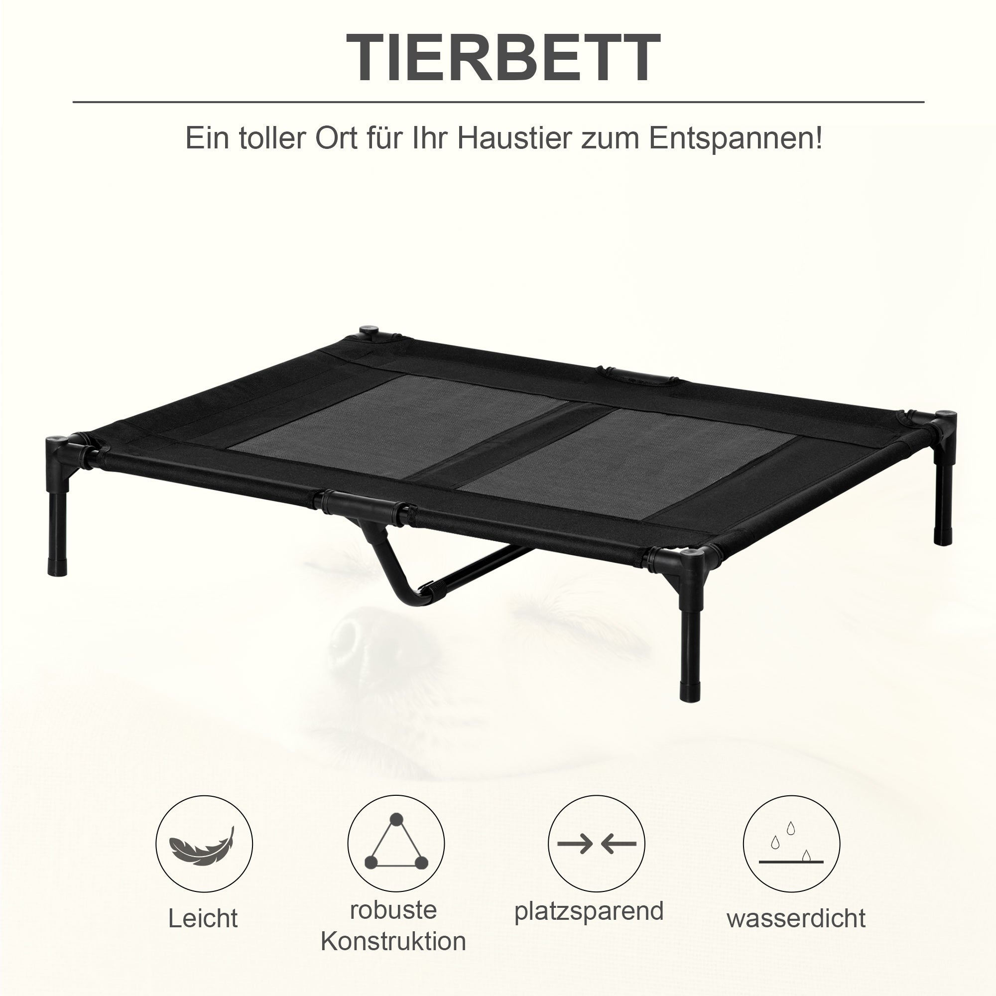 Hundeliege, erhöhtes Outdoor-Bett & Sofa, Oxford Schwarz