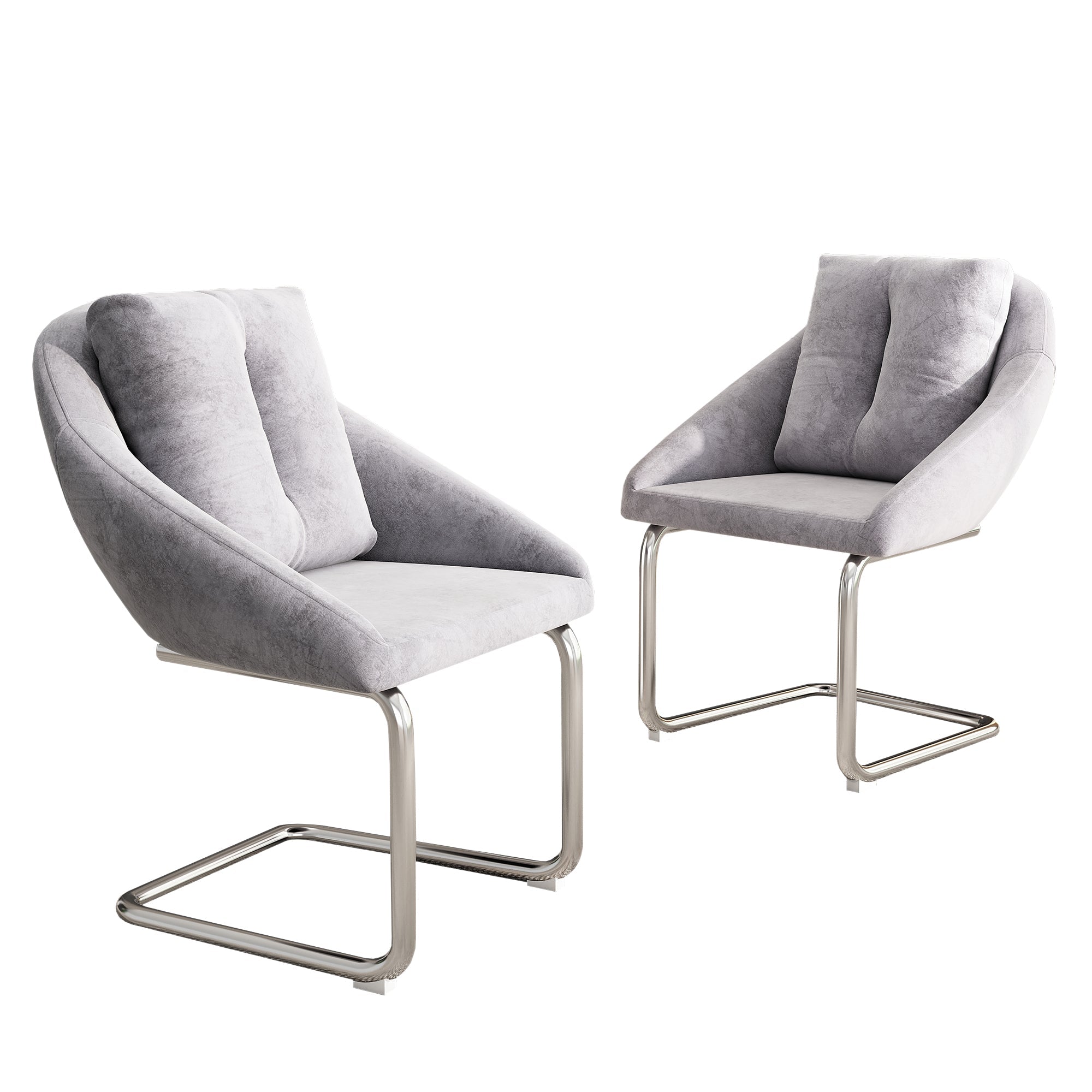 Velvet Dining Chair Set of 2 Swivel Cushions Curved Legs - Grey