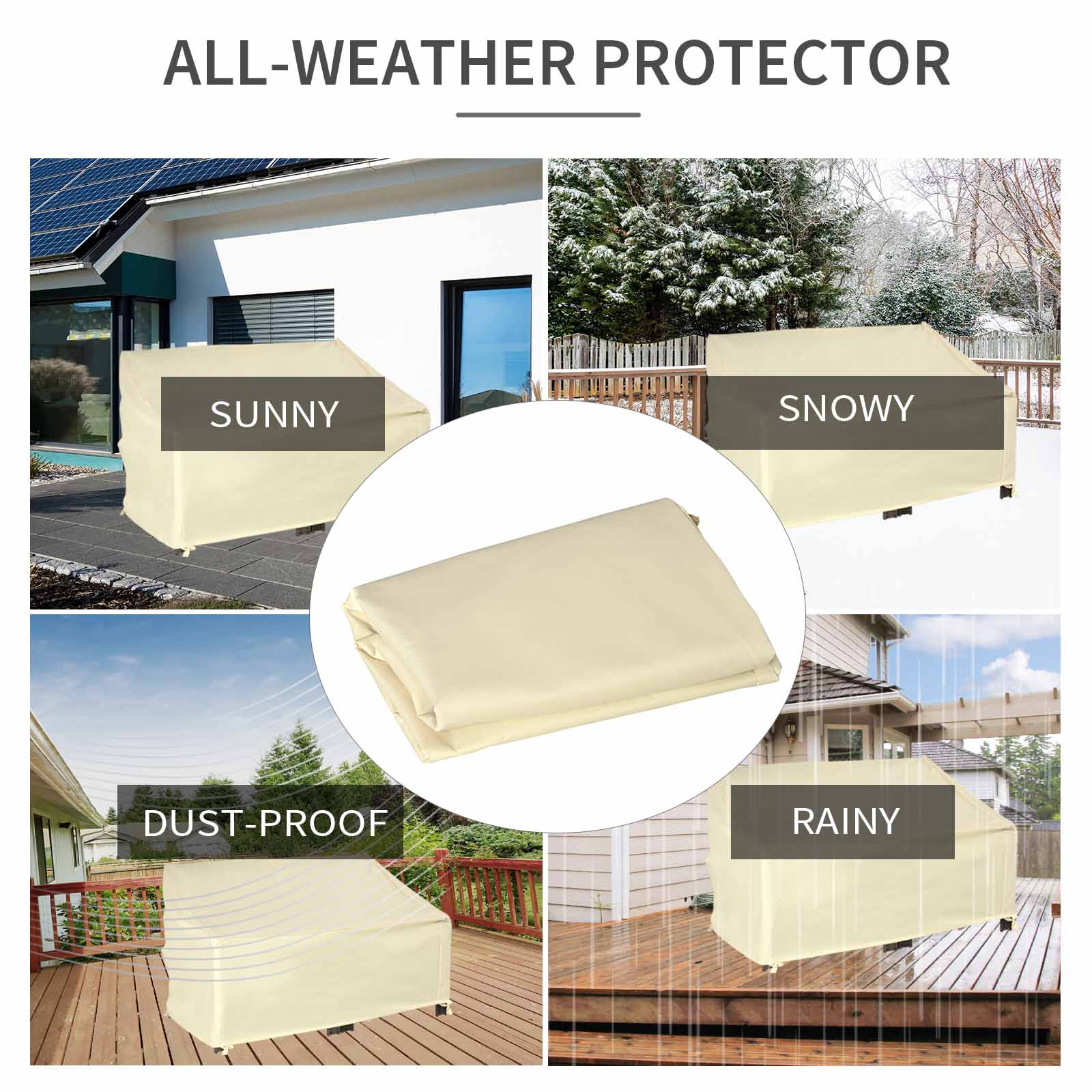 Möbelbezug, 2-Sitzer-Sofaschutz wasserdicht für Garten und Terrasse, Beige 600D Oxford-Gewebe